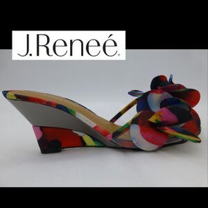 J. Renee Colorful Davan Floral Reflective Wedged Sandals